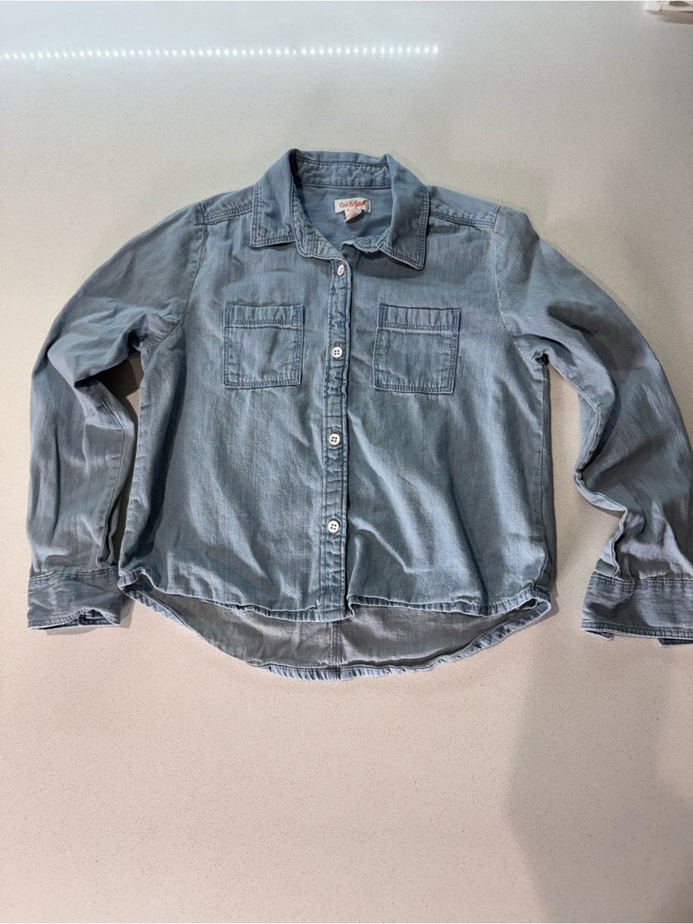 Cat & Jack Light Denim Button-Down Shirt - Girls